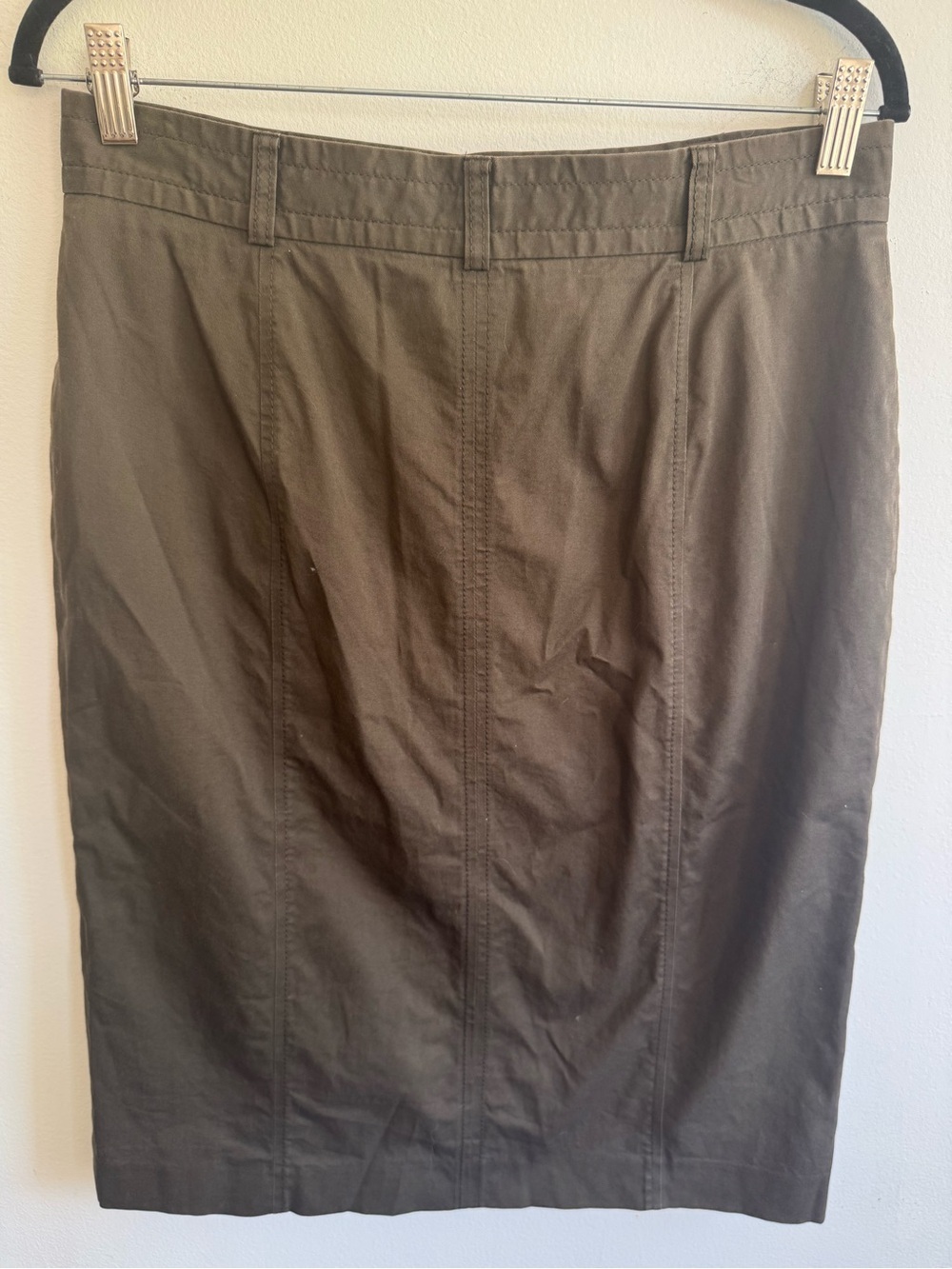 Utility Cargo Button Front Midi Skirt Olive Green Safari Style - Picture 5 of 10